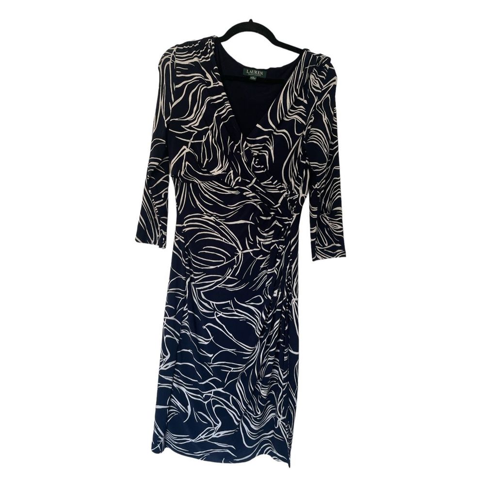 Ralph Lauren blue and white faux wrap dress